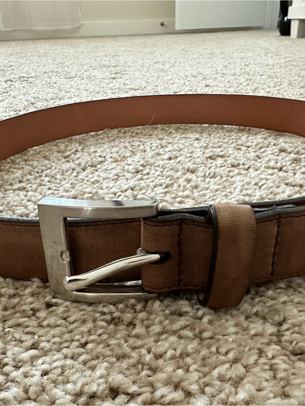 Thursday Boot Company Brown Leather Belt with Silver Buckle